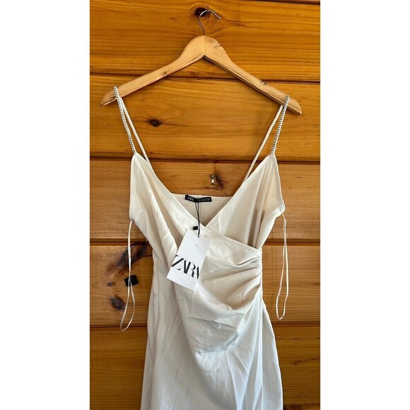 NWT Zara Sparkly Rhinestone Strap Slip Dress M - Picture 8 of 11